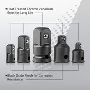 CARBYNE Impact Adapter and Reducer Set - 5 Piece, Chrome Vanadium Steel - Carbyne Tools