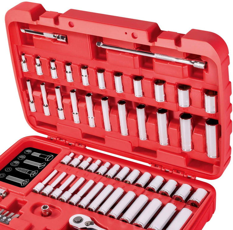 CARBYNE Socket Set - 65 Piece, 1/4" Drive | SAE & Metric, Chrome Vanadium Steel, 6 Point - Carbyne Tools