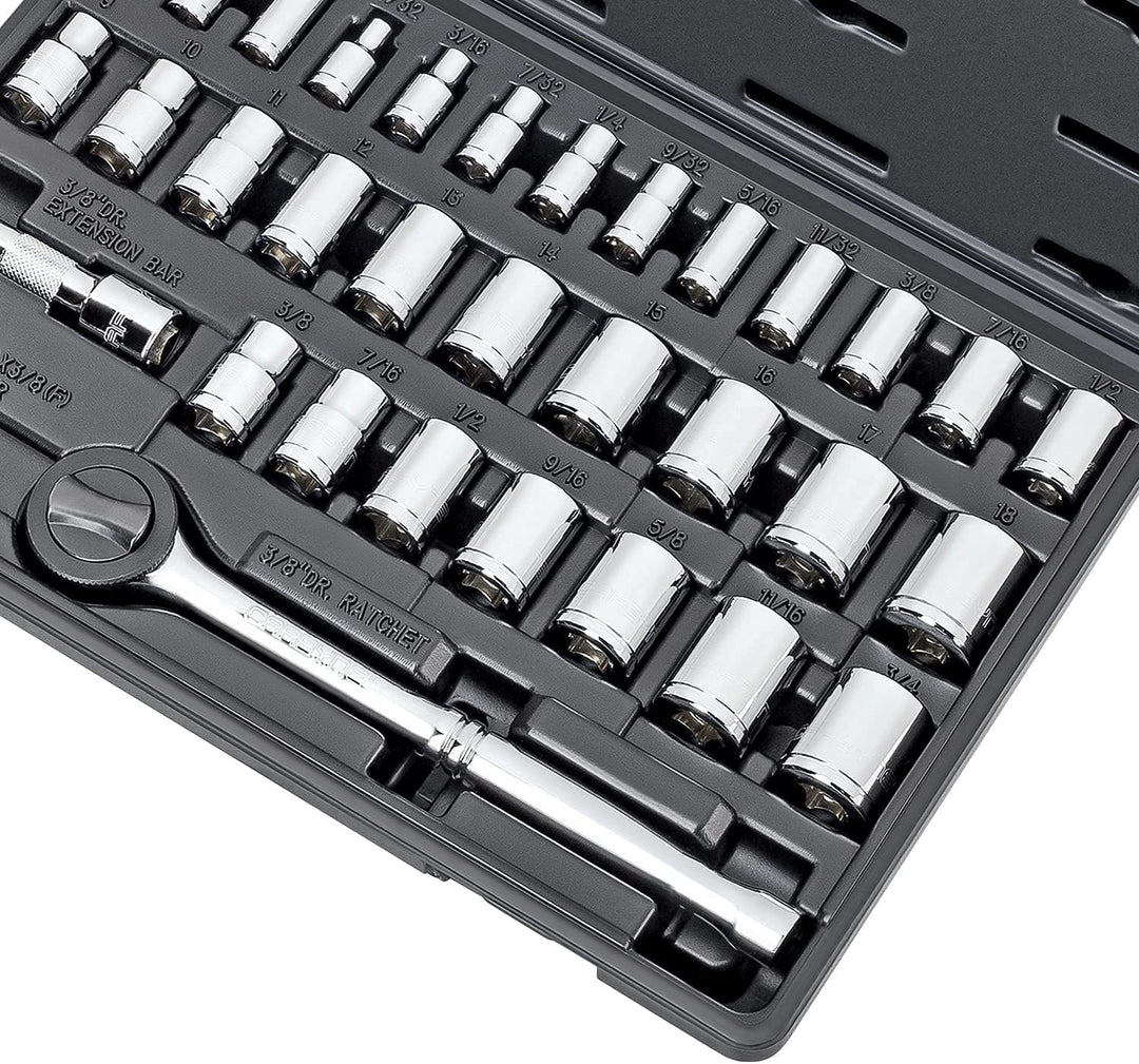 CARBYNE 34 Piece Socket Set | SAE & Metric, Chrome Vanadium Steel, 6 & 12 Point - Carbyne Tools