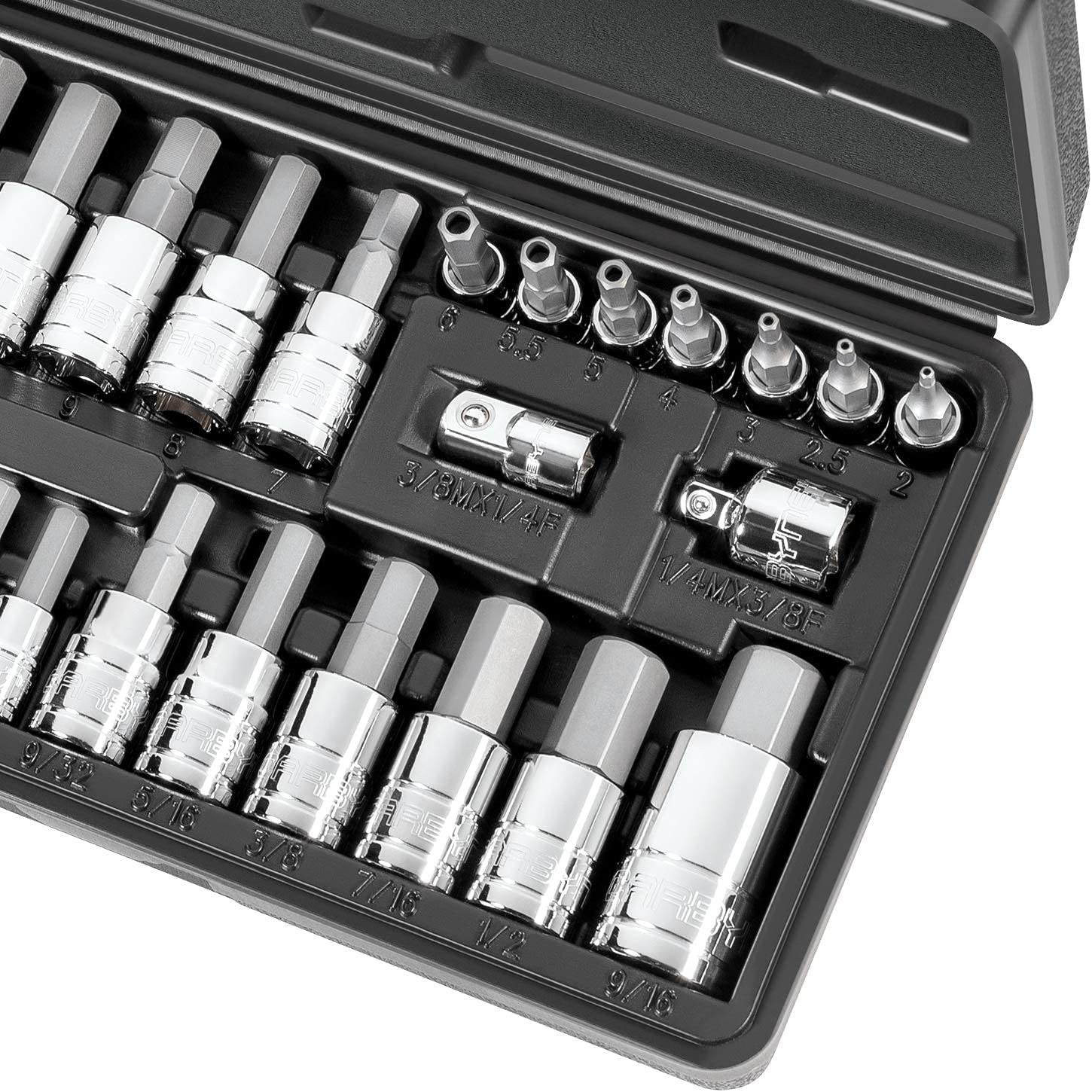 CARBYNE Tamper-Proof Hex Bit Socket Set - 28 Piece, SAE & Metric, S2 Steel | 1/4", 3/8" & 1/2" Drive - Carbyne Tools