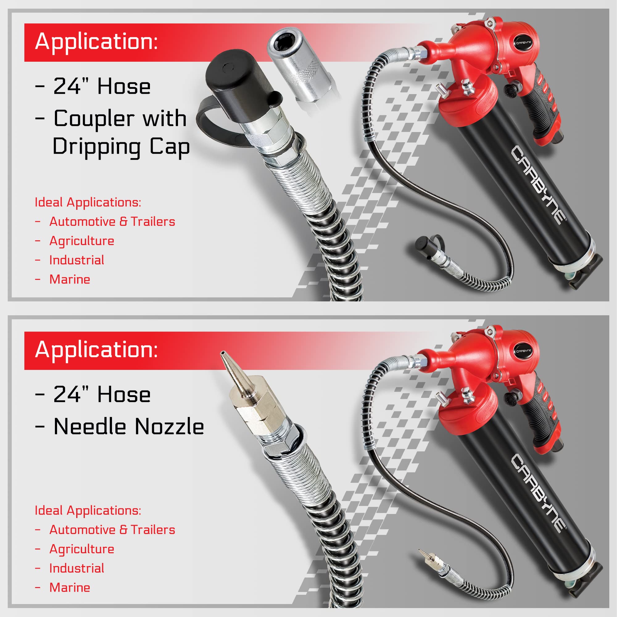 Carbyne Air-Operated Grease Gun, Continuous Flow, Fully Automatic Operation, Professional Quality - Carbyne Tools