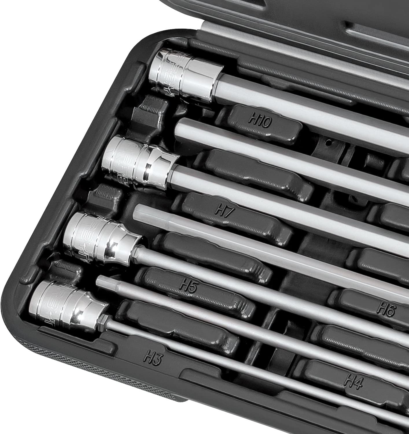 CARBYNE Extra Long Hex Bit Socket Set - 7 Piece, Metric, S2 Steel Bits | 3/8" Drive, 3mm to 10mm - Carbyne Tools