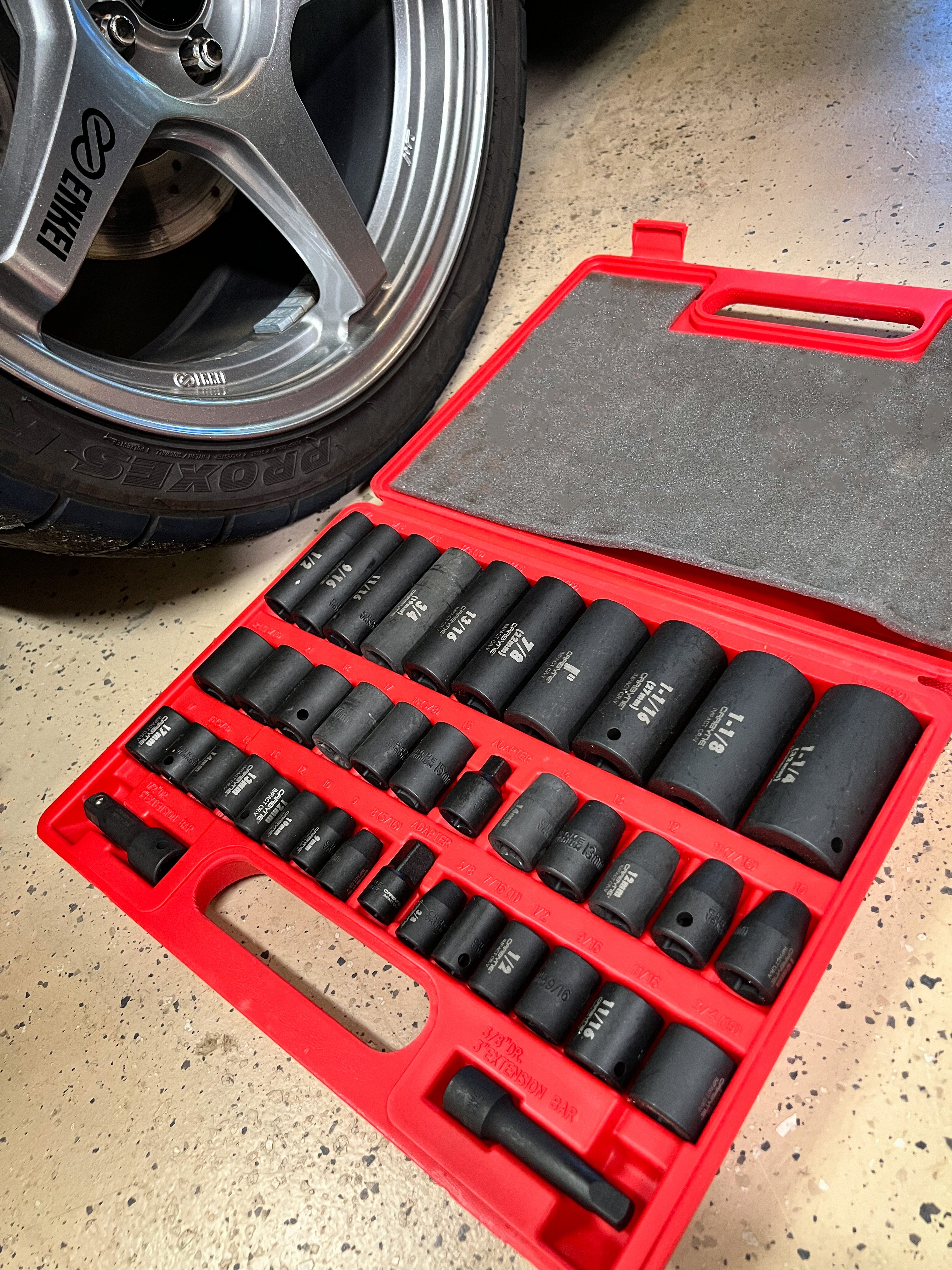 CARBYNE Impact Socket Set - 40 Piece, SAE & Metric, Standard and Deep Sockets, 3/8 inch & 1/2 inch Drive, Cr-V Steel - Carbyne Tools