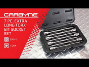 CARBYNE Extra Long Bit Socket Set - 7 Piece, Torx, S2 Steel Bits | 3/8" Drive, T-10 to T-40